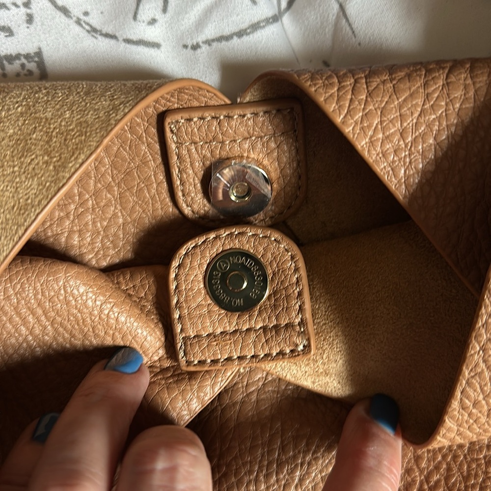 Brown Textured Hobo Bag with Asymmetrical Detail - Picture 3 of 4